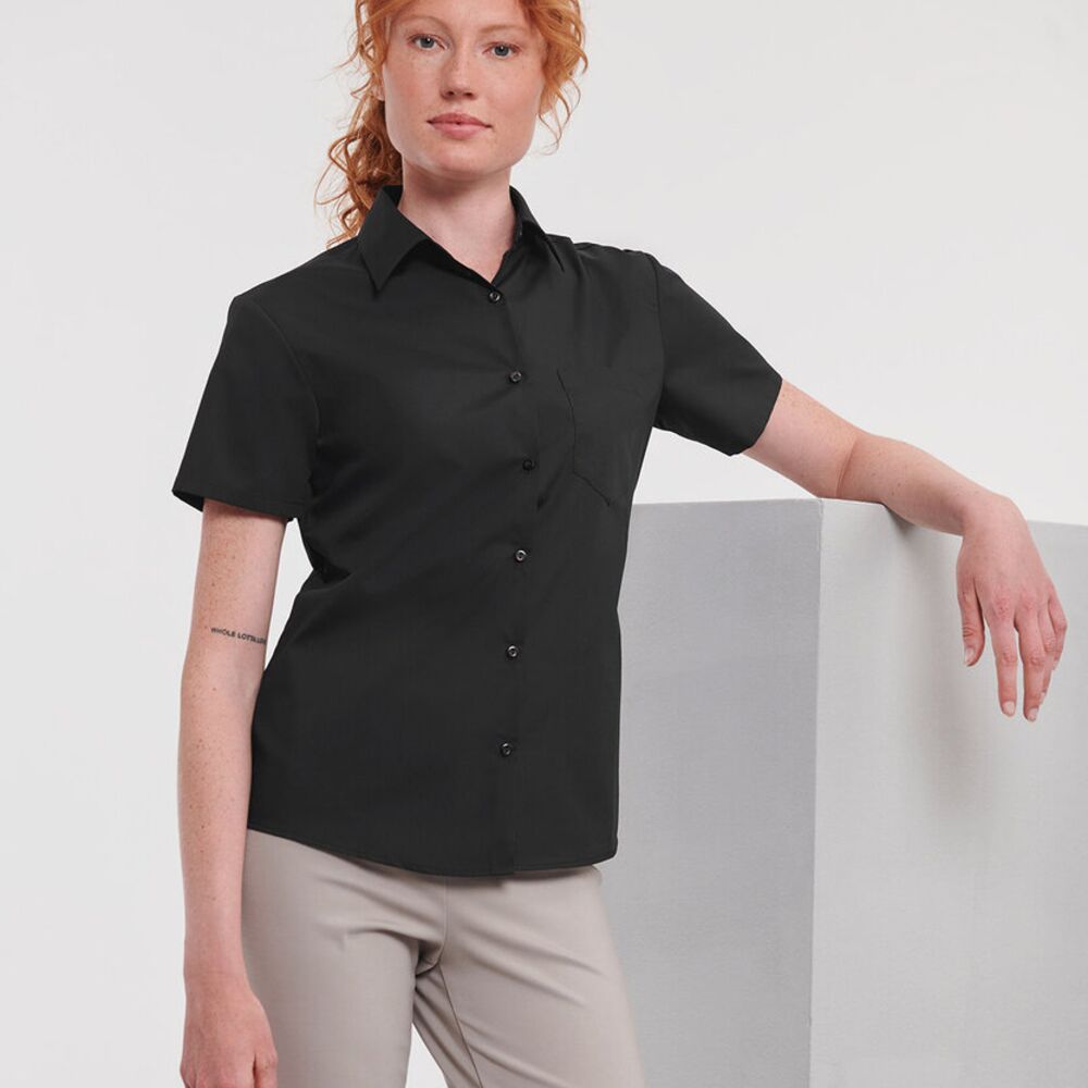 Women's short sleeve polycotton easycare poplin shirt Thumbnail