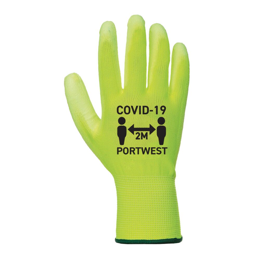 Covid PU Palm Glove  Yellow/White Thumbnail